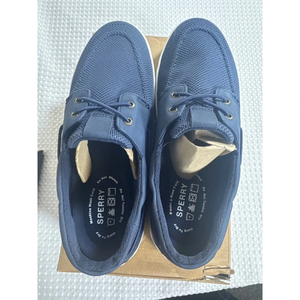 Sperry Boat Shoes Mens 8 Bahama II Knit Navy Marine NIB